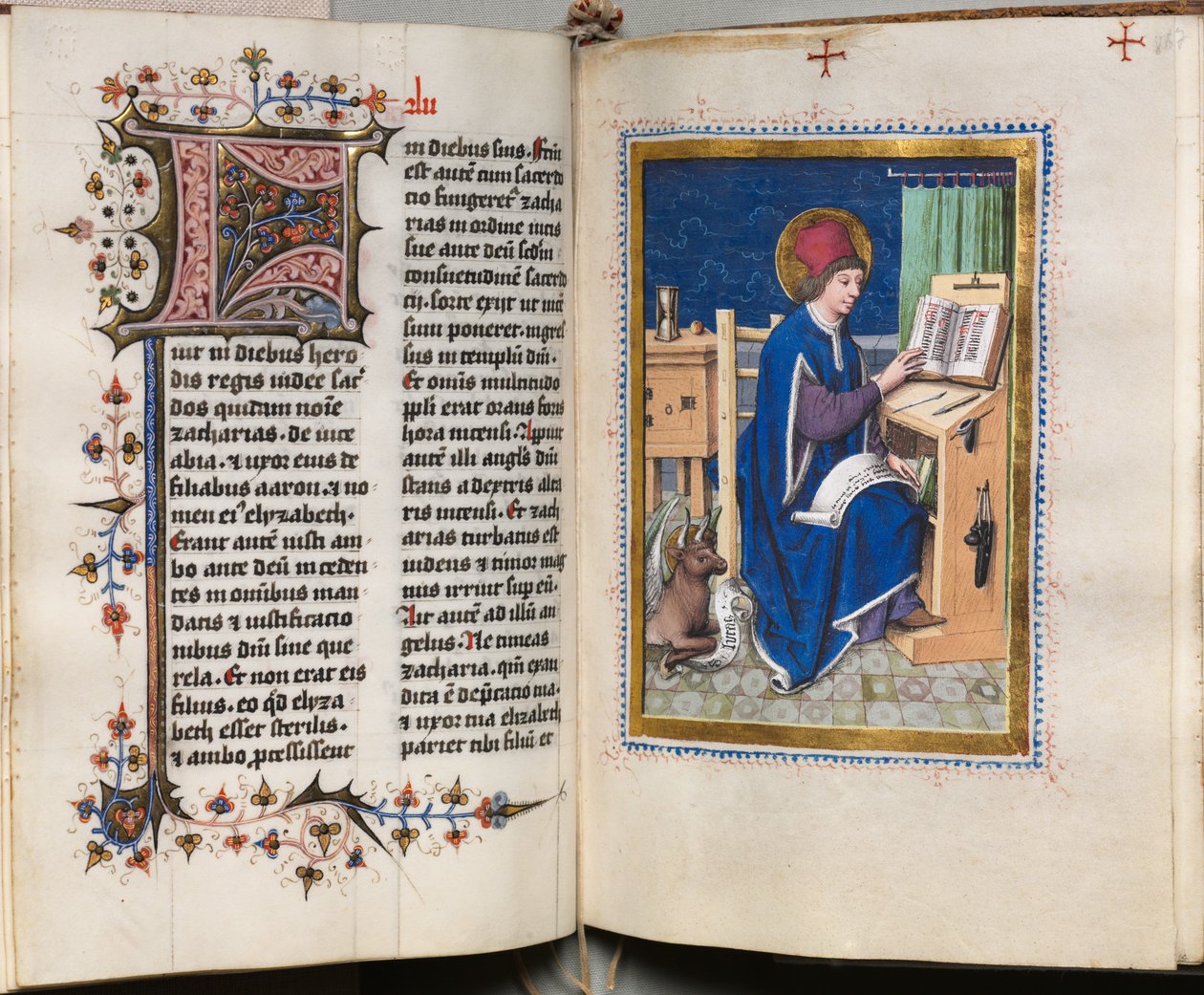 Evangeliebog med evangelistportrætter: Dekoreret initial af Hausbuch Master
