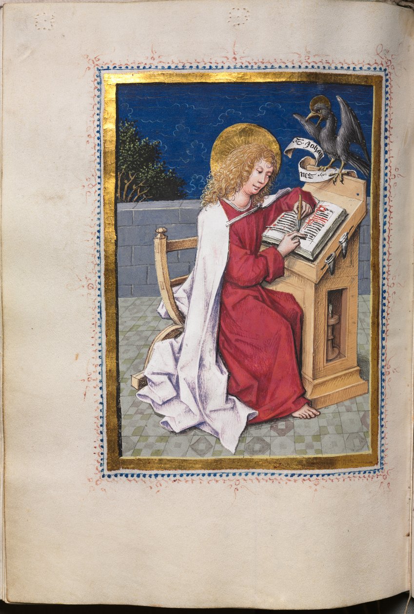 Evangeliebog med evangelistportrætter: Sankt Johannes af Hausbuch Master