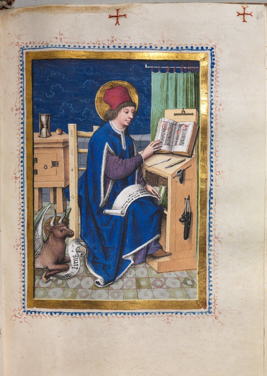 Evangeliebog med evangelistportrætter: Sankt Lukas, 1480-1500. af Hausbuch Master