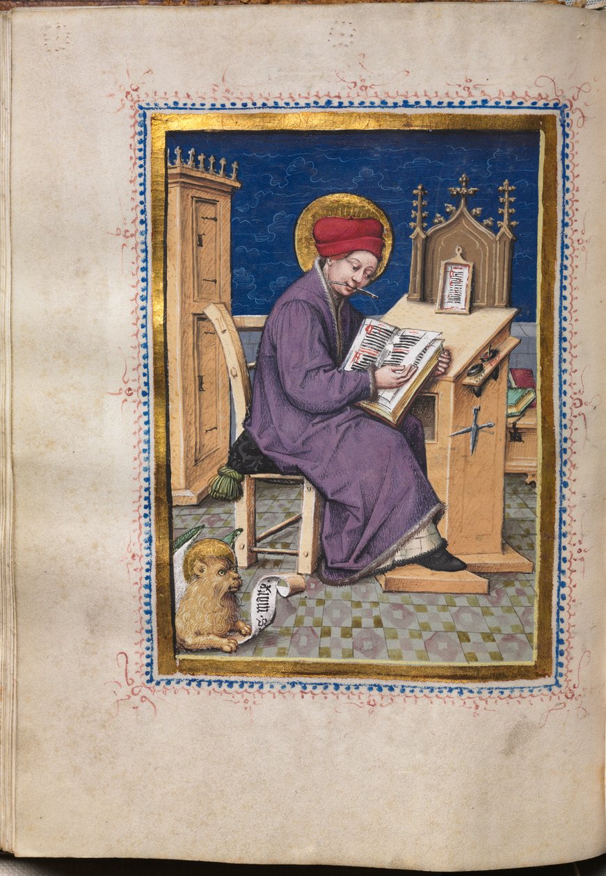 Evangeliebog med evangelistportrætter: Sankt Markus af Hausbuch Master