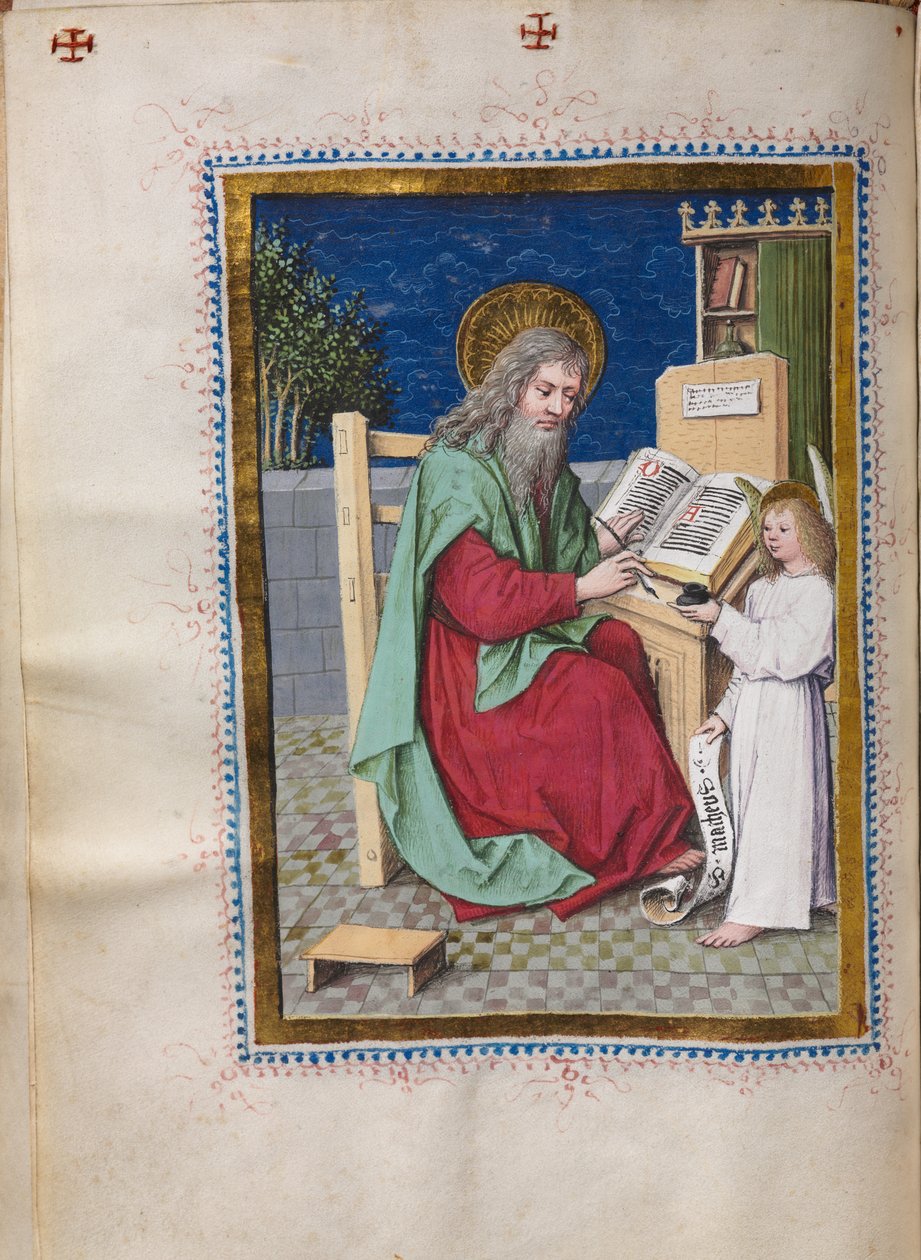 Evangeliebog med evangelistportrætter: Sankt Matthæus af Hausbuch Master