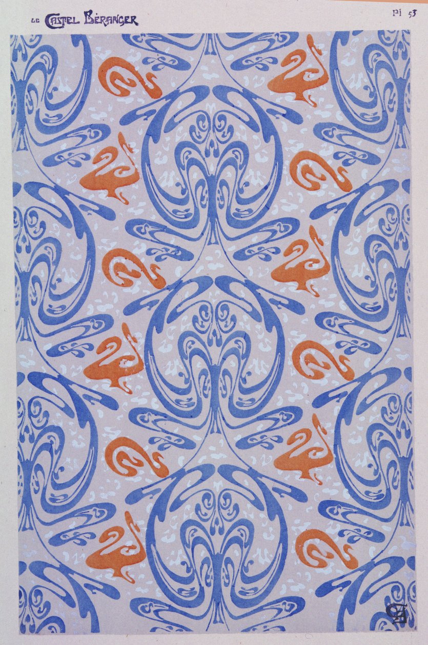Dekorationer til Castel Beranger, Paris, 1894-8, plade 53 fra `Le Castel Beranger` af Hector Guimard (1867-1942) 1898 af Hector Guimard
