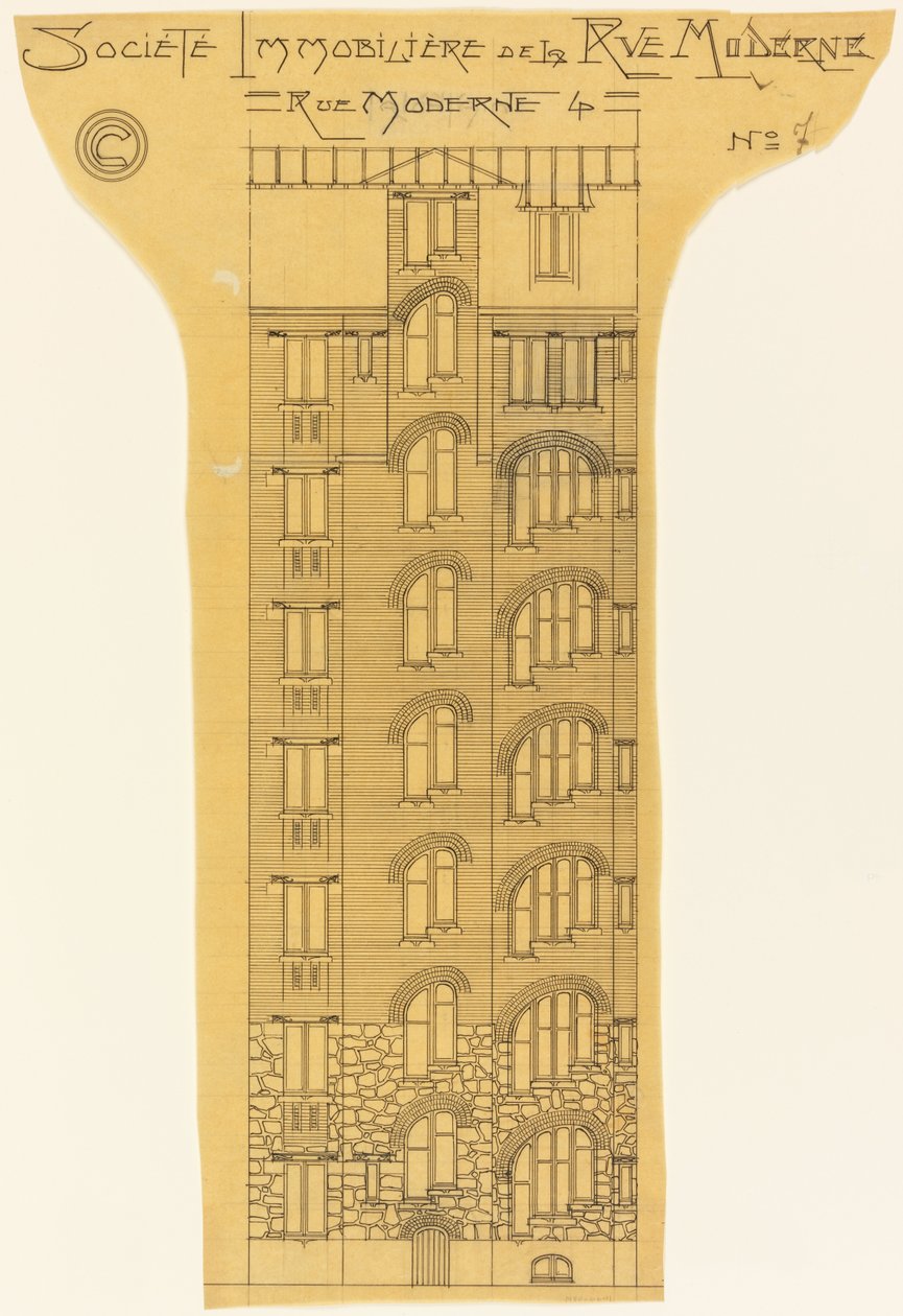 Elevation af en lejlighedsbygning af Hector Guimard