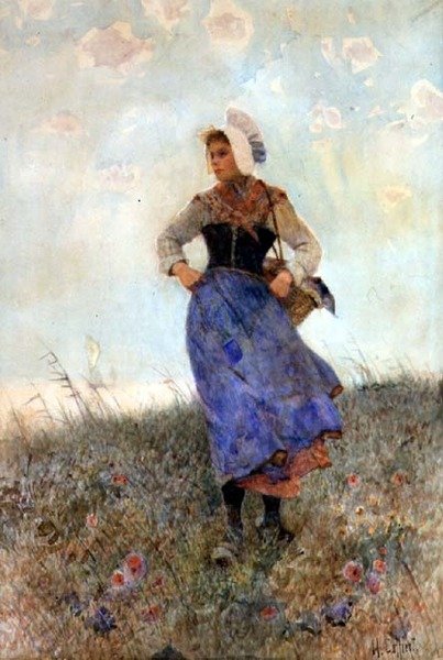Breton Fishergirl af Hector Caffieri