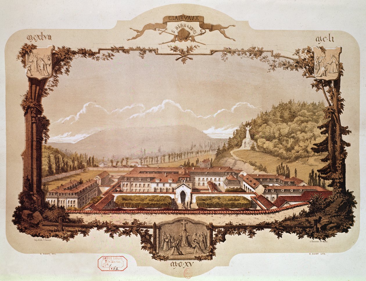 Udsigt over Clairvaux Abbey af Hector Guiot