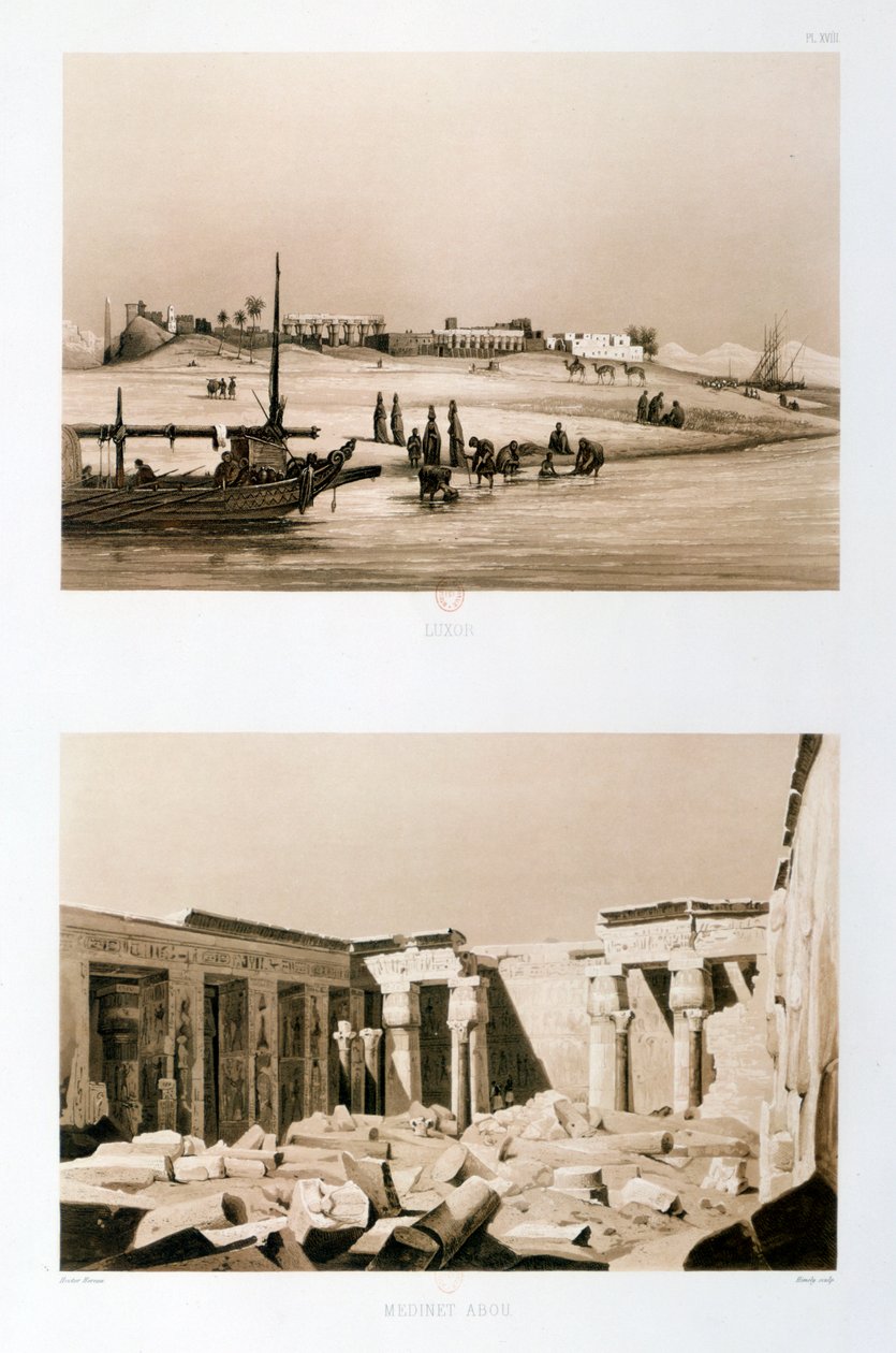 Luxor og Medinet Habu, Egypten, 1841 af Hector Horeau