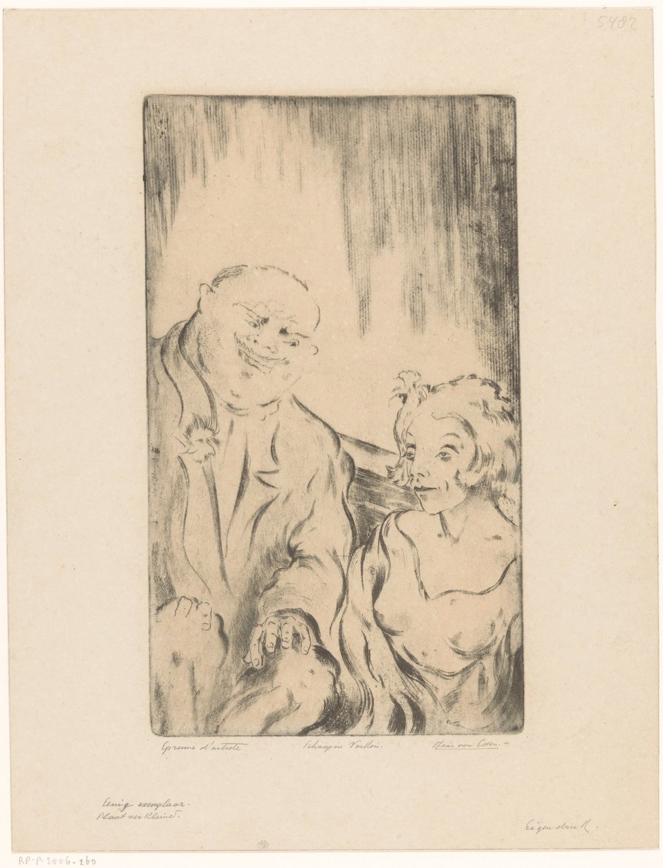 Får og gris (original titel på objektet) Mand og kvinde (serietitel) af Hein von Essen (signed by artist)