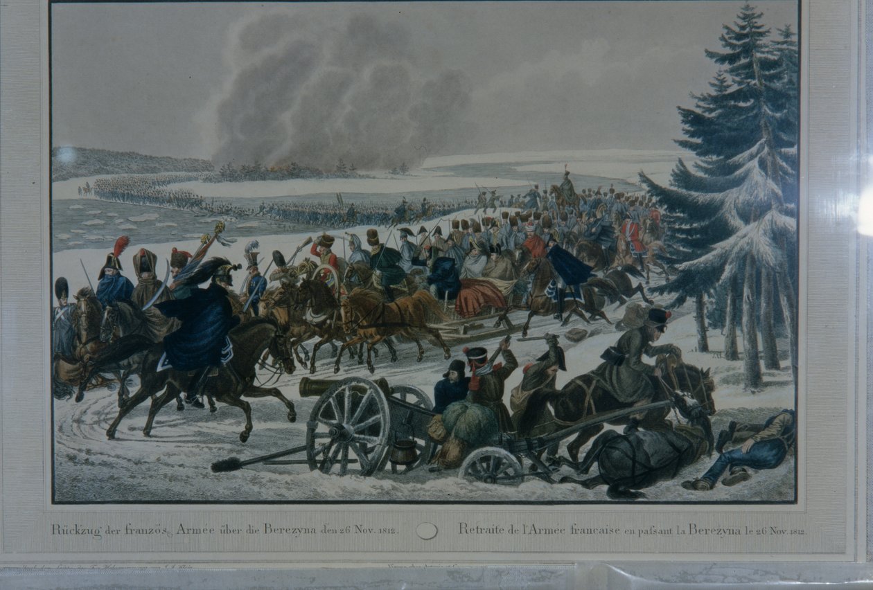 Den franske hærs tilbagetog fra Moskva i 1812 (pen, blæk og wc på papir) af August Heinrich Mansfeld