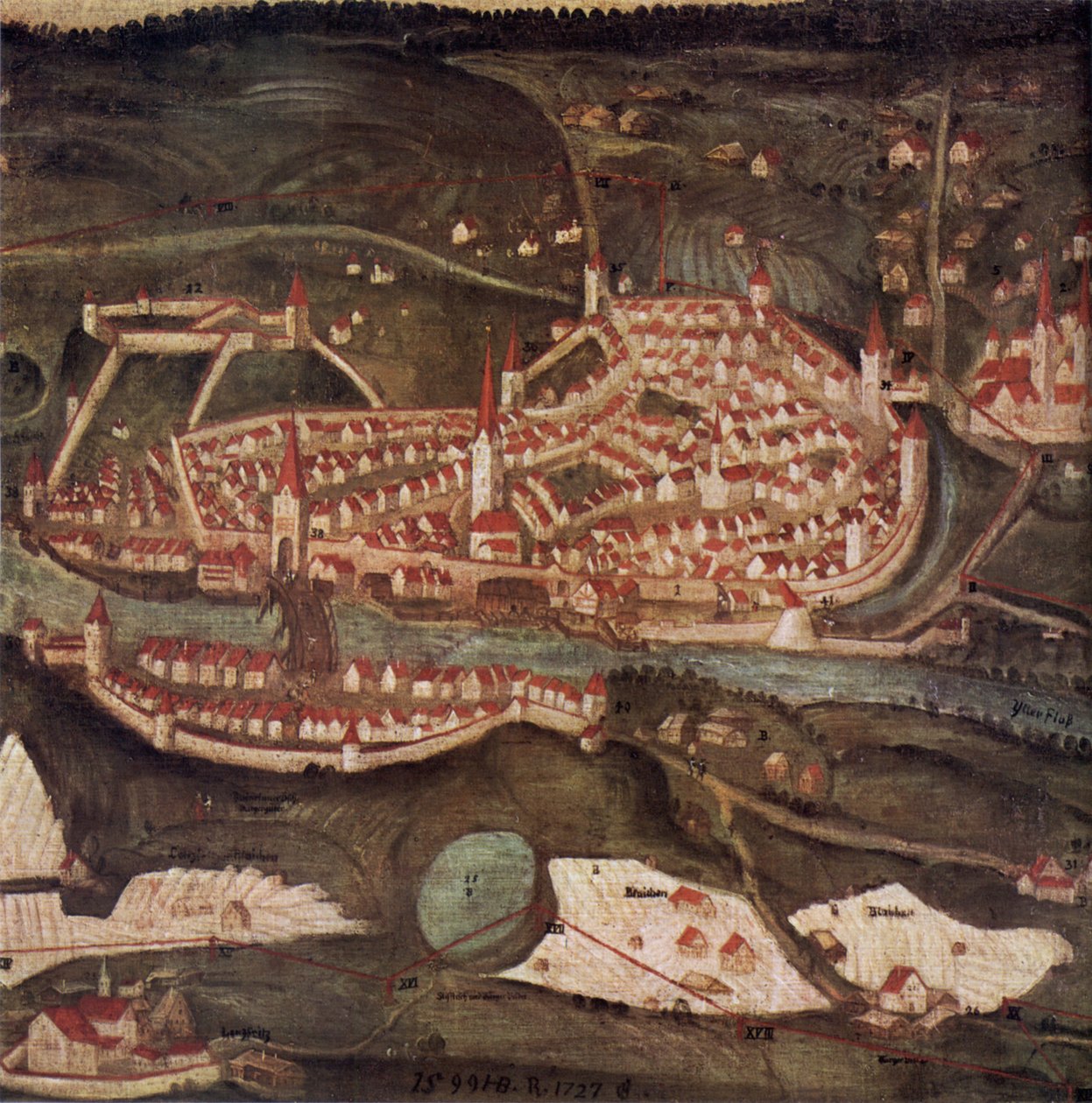 Udsigt over byen Kempten af Heinrich Beusch