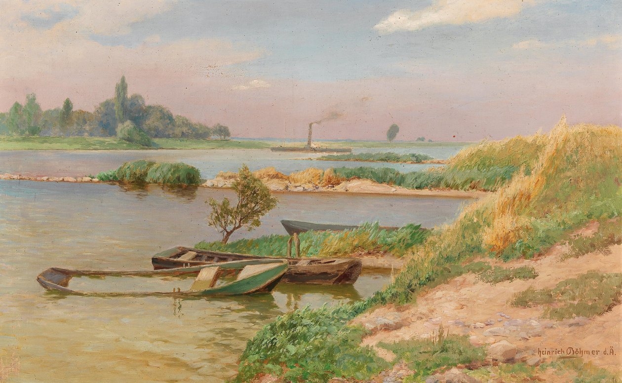 Åbent flodlandskab af Heinrich Bohmer