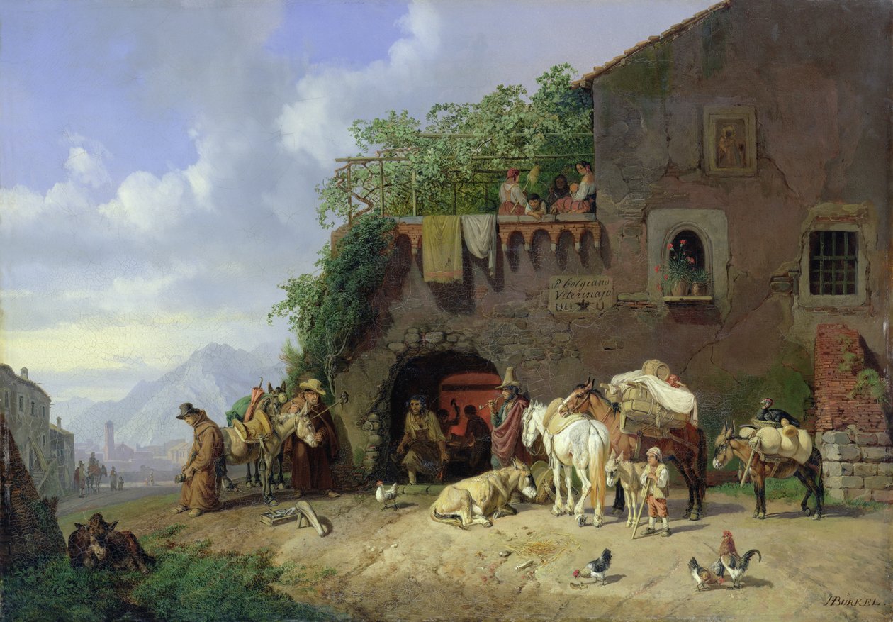Italian Village Forge af Heinrich Burkel