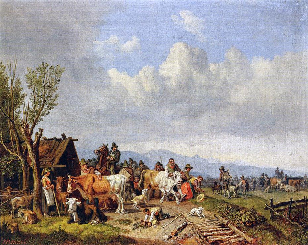 Kvægmarkedet, ca. 1866 af Heinrich Burkel