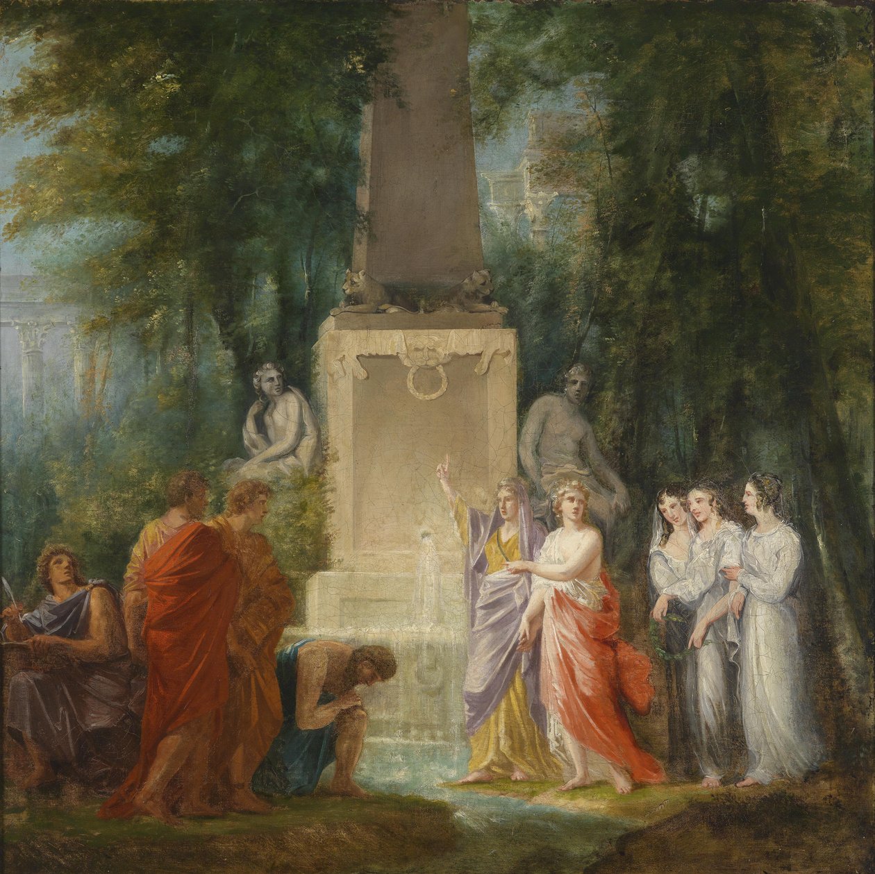 Digtere drikker sandhedens vand ved den kastaliske kilde, designet til et teatergardin af Heinrich Füger