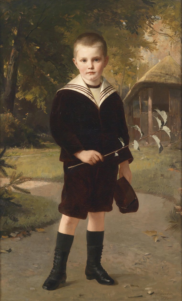 Dreng i sømanddragt, signeret, dateret H. Lauenstein 1892 af Heinrich Lauenstein