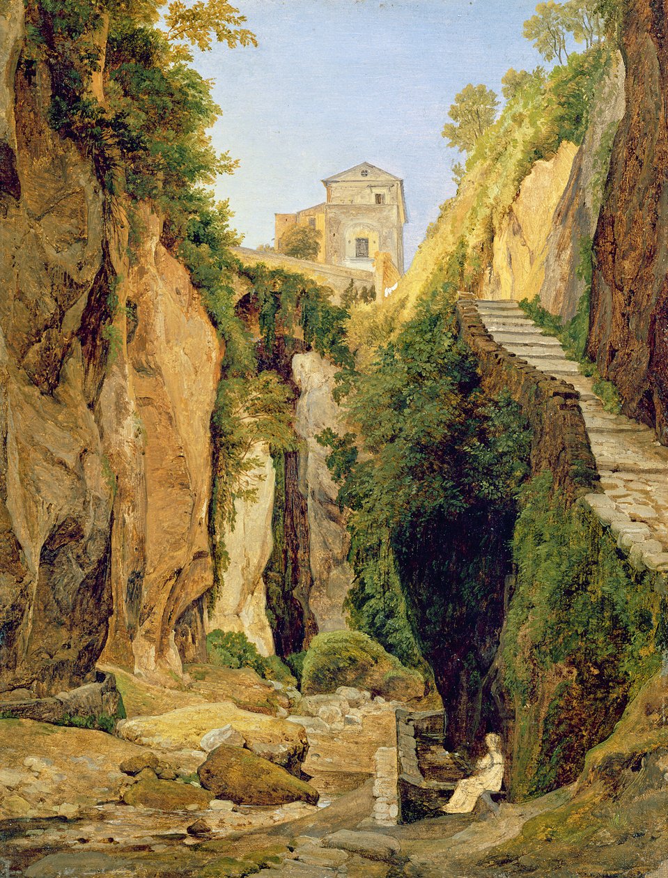 Ravine at Sorrento, 1823 (olie på papir på lærred) af Heinrich Reinhold
