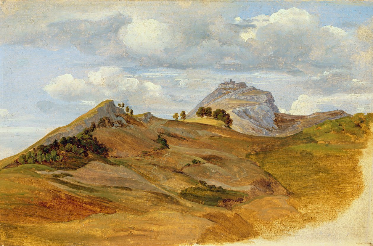 Udsigt over Civitella, 1822 (olie på papir på karton) af Heinrich Reinhold