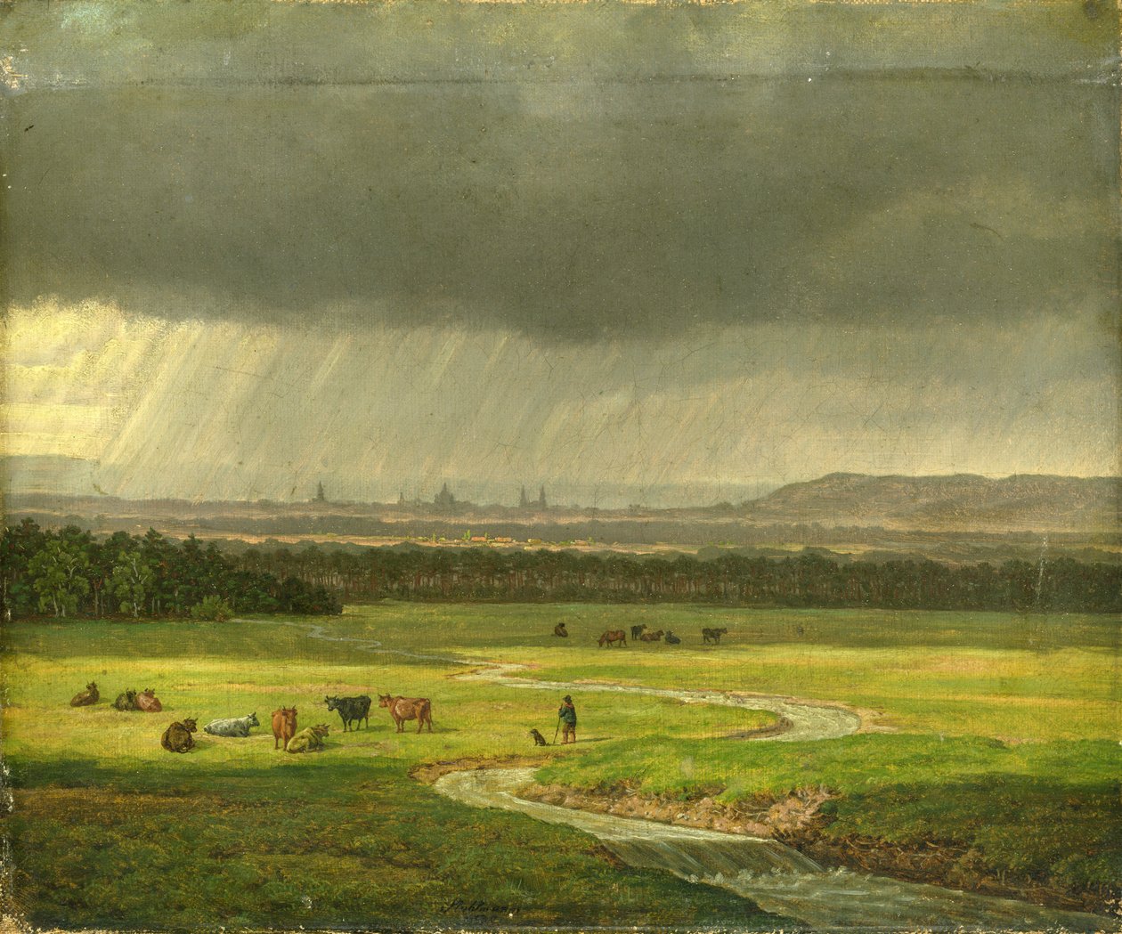 Landskab med Dresden i det fjerne, 1830 af Heinrich Stuhlmann