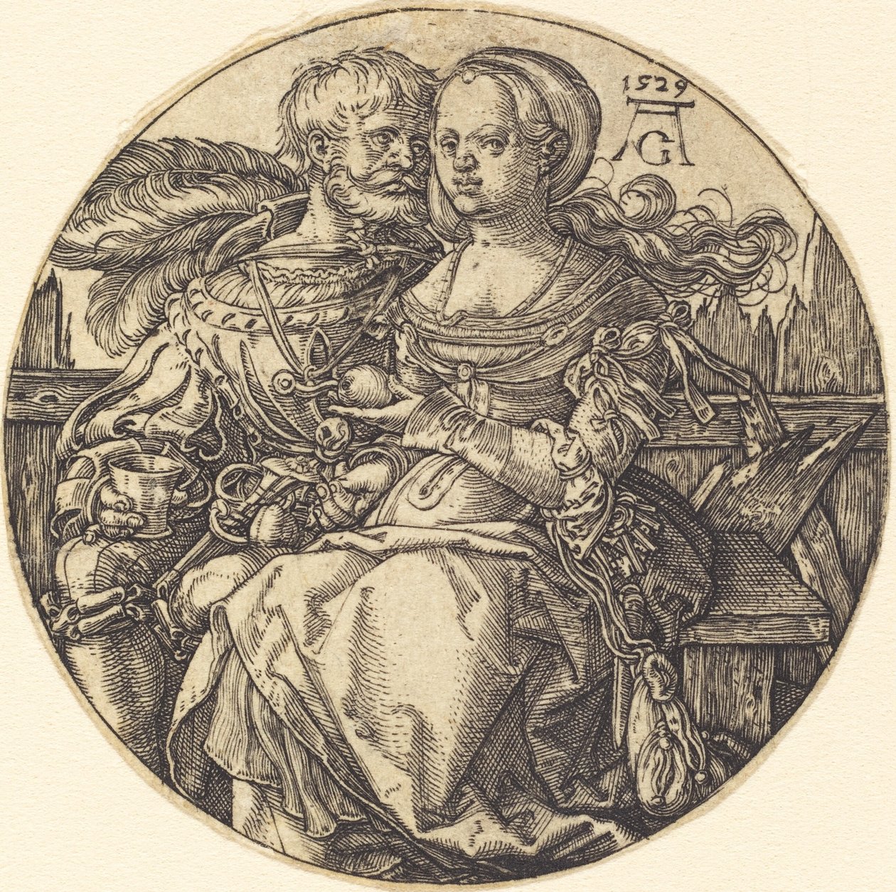 Et par elskende siddende af Heinrich Aldegrever