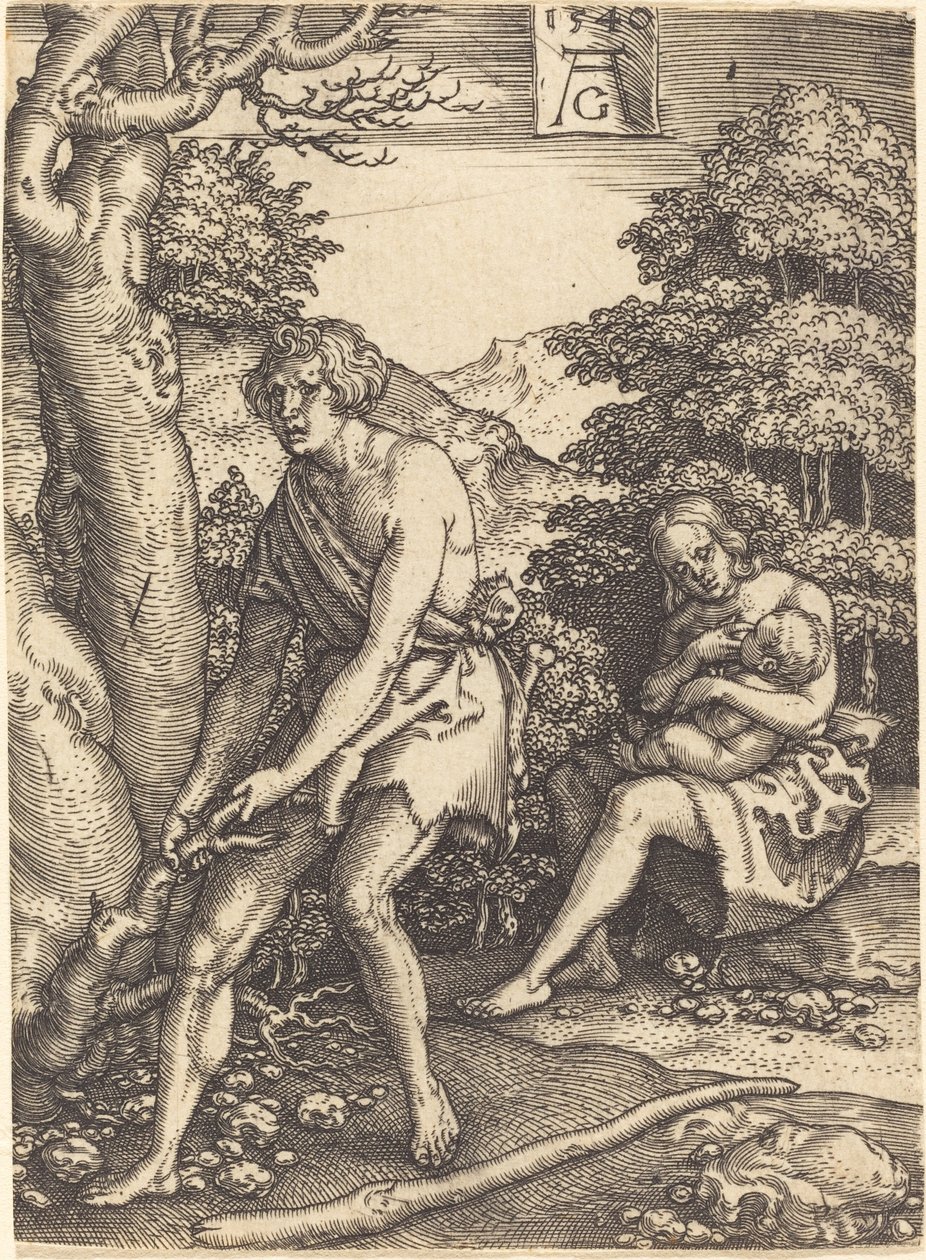 Adam og Eva på arbejde, 1540. af Heinrich Aldegrever