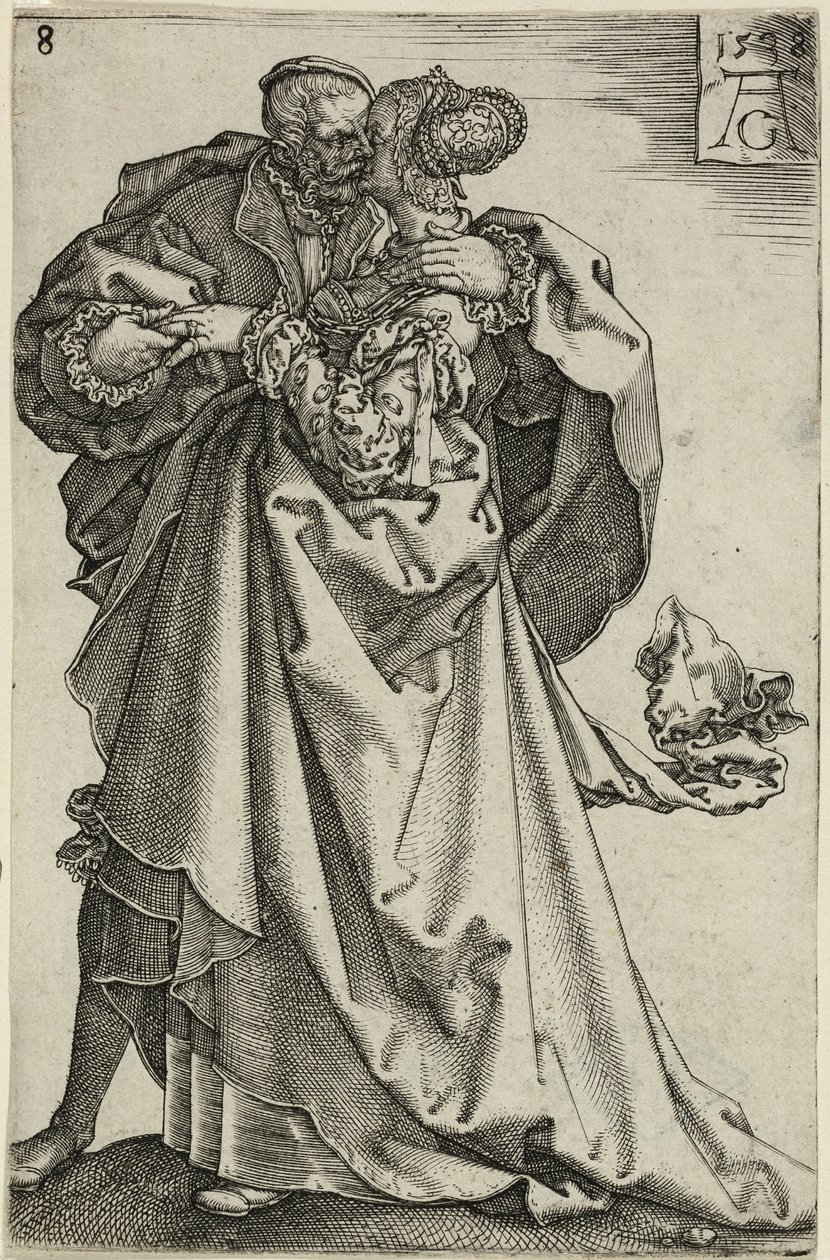 Dansepar, tallerken otte fra The Large Wedding-Dancers af Heinrich Aldegrever