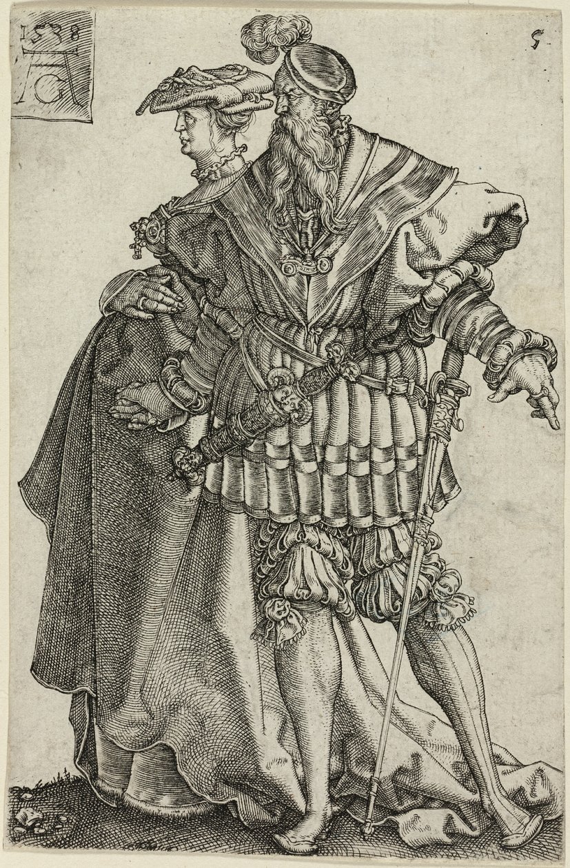 Dansepar, tallerken fem fra The Large Wedding-Dancers af Heinrich Aldegrever