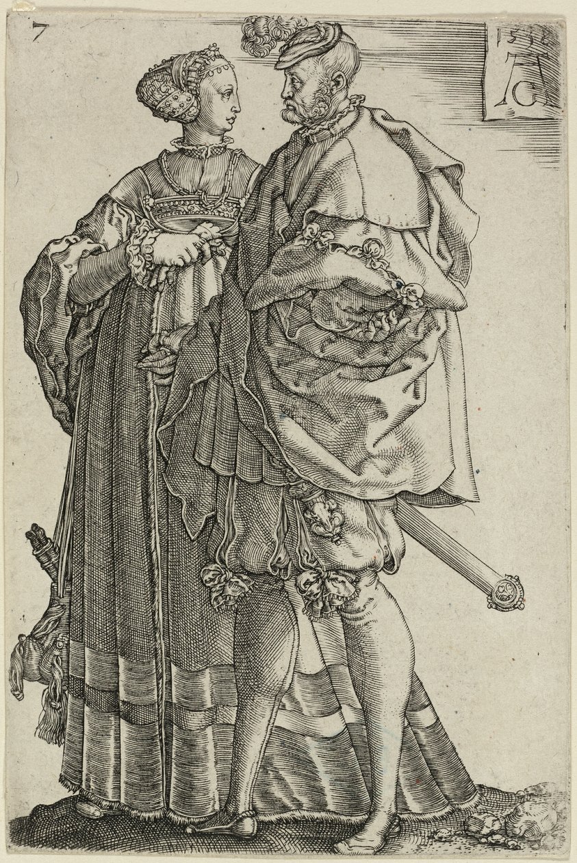 Dansepar, tallerken syv fra The Large Wedding-Dancers af Heinrich Aldegrever