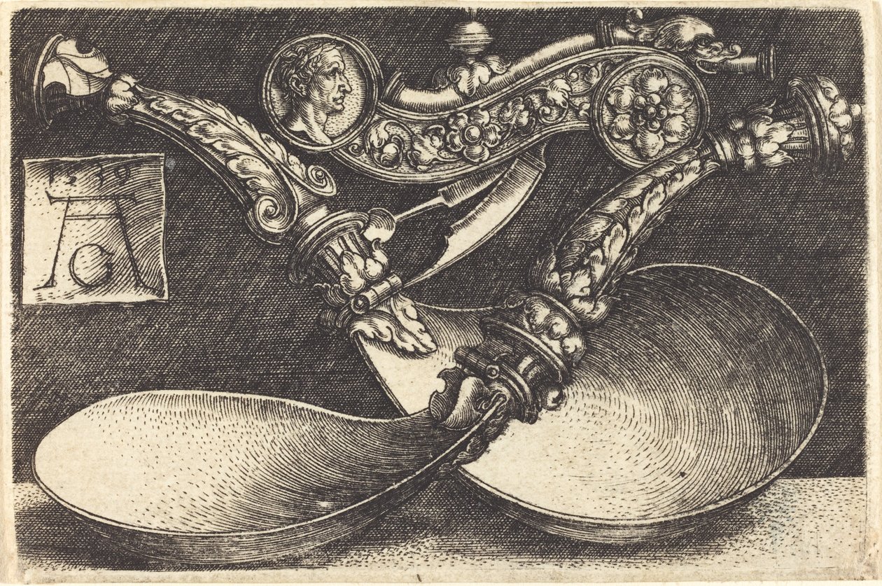 Design til to skeer og en hundefløjte, 1539. af Heinrich Aldegrever