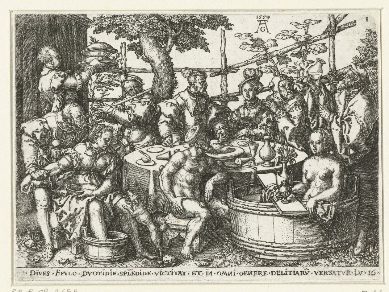 Den rige mands fest Lignelse om Lazarus og den rige mand (serietitel) af Heinrich Aldegrever
