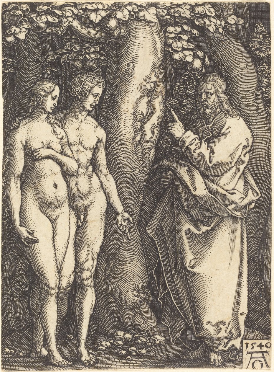 Gud forbyder at spise fra træet, 1540. af Heinrich Aldegrever
