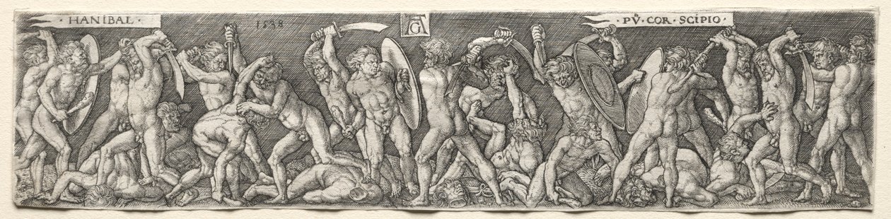 Hannibal Fighting Scipio, 1538. af Heinrich Aldegrever