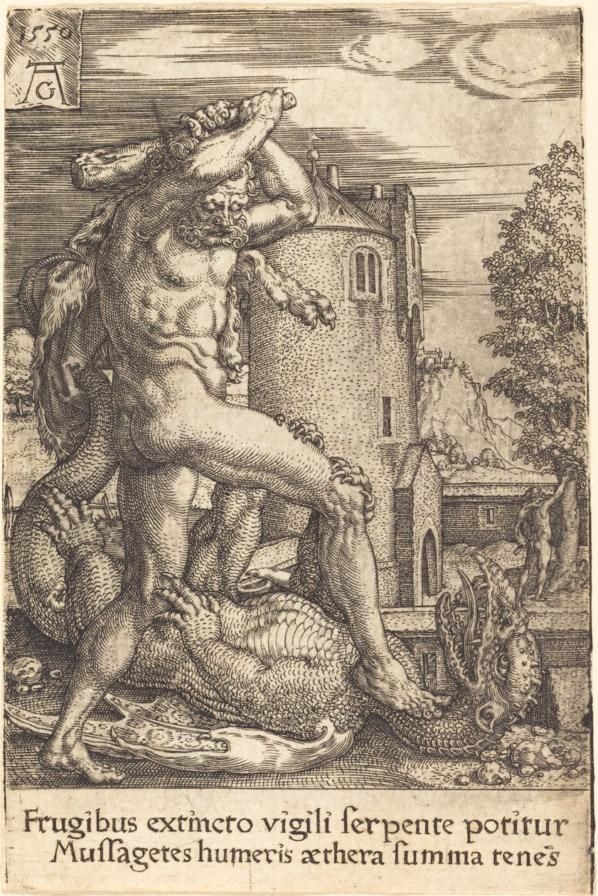Hercules dræber dragen af Heinrich Aldegrever