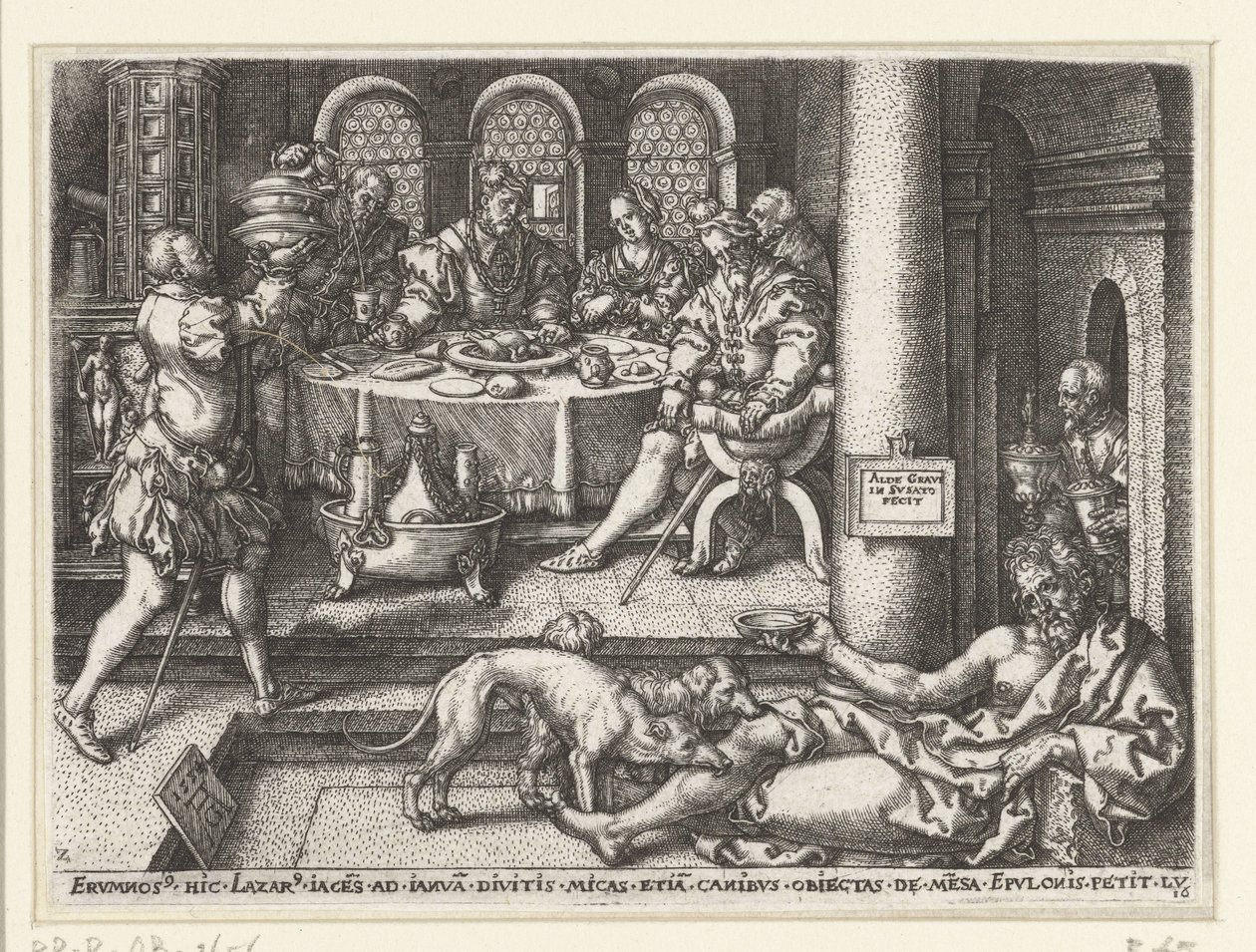 Lazarus tigger ved den rige mands dør Lignelse om Lazarus og den rige mand (serietitel) af Heinrich Aldegrever