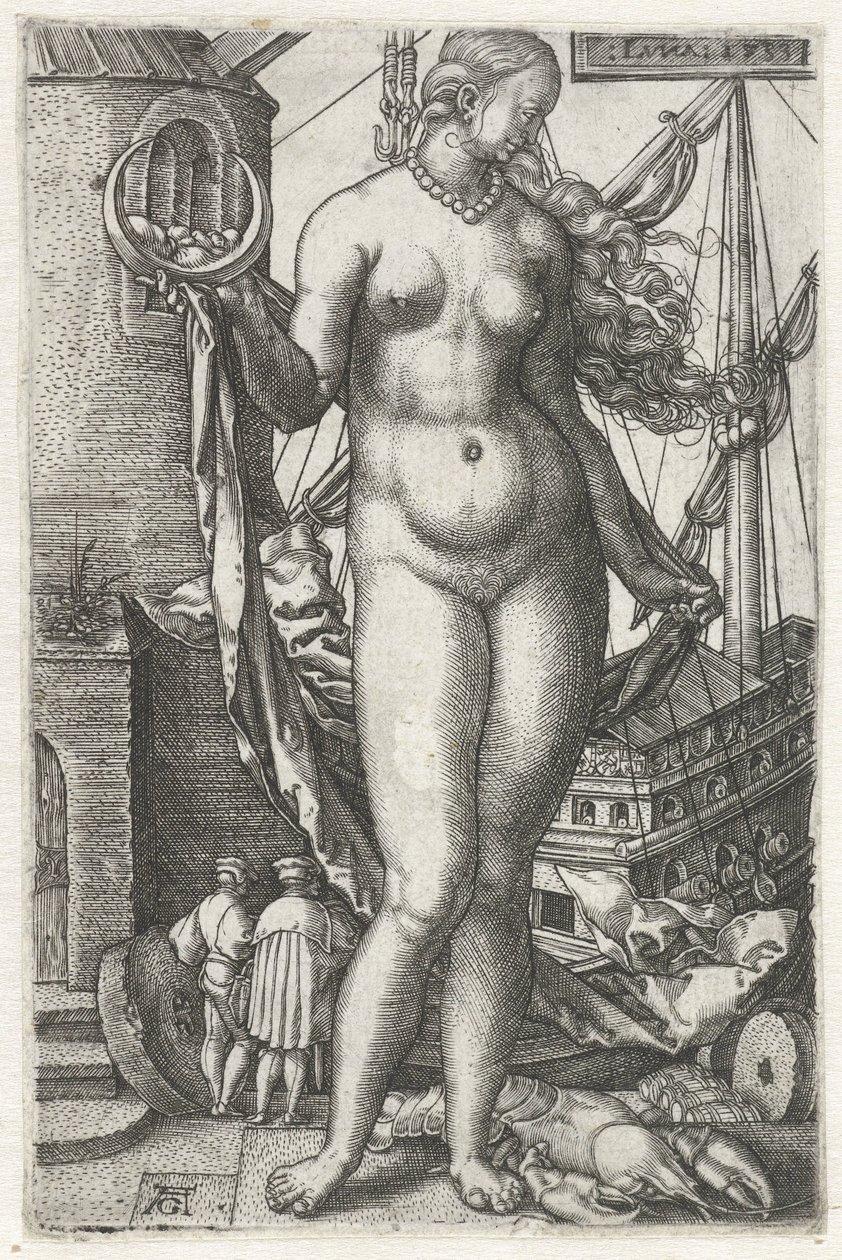 Luna (titel på objekt) Diana De syv planeter (serietitel) af Heinrich Aldegrever