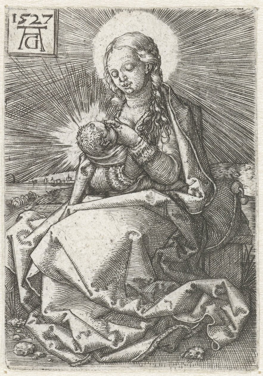 Madonna med barn ved brystet af Heinrich Aldegrever