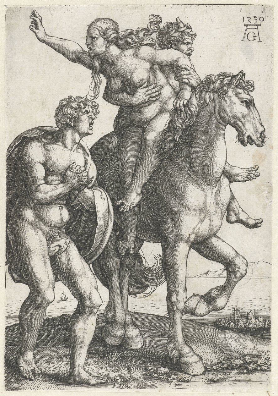 Bortførelse af en kvinde af en satyr af Heinrich Aldegrever
