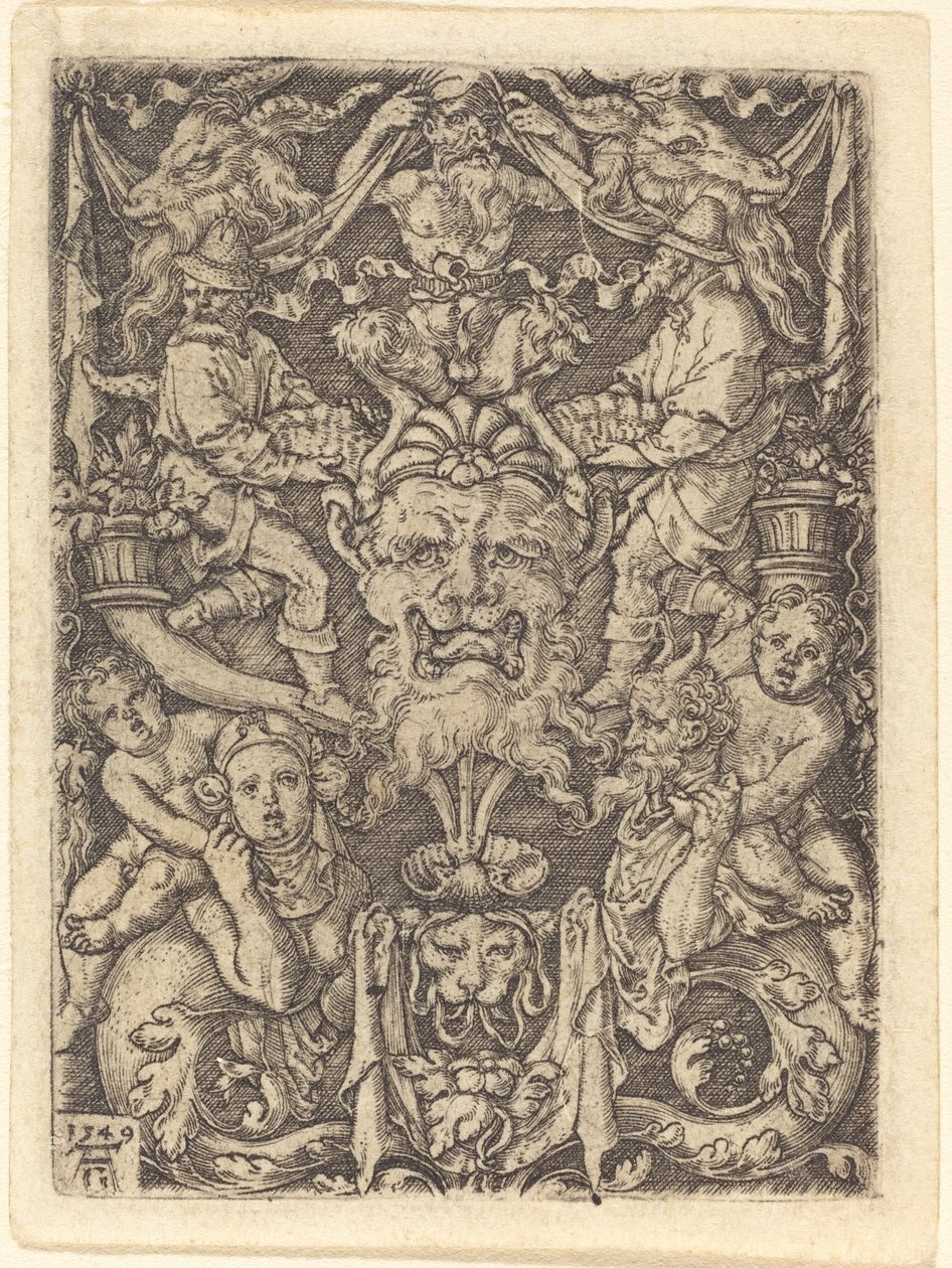 Ornament med maske, 1549. af Heinrich Aldegrever