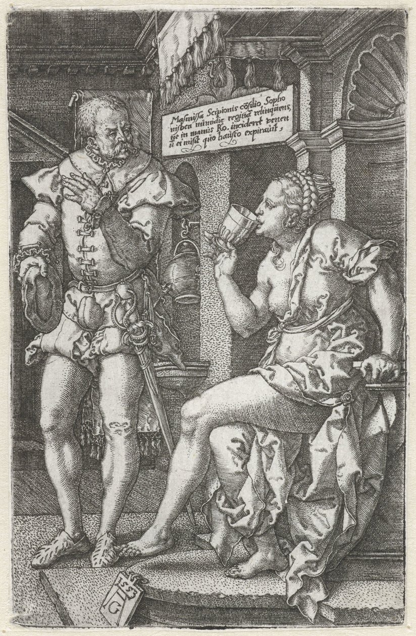 Sophonisba drikker gift af Heinrich Aldegrever