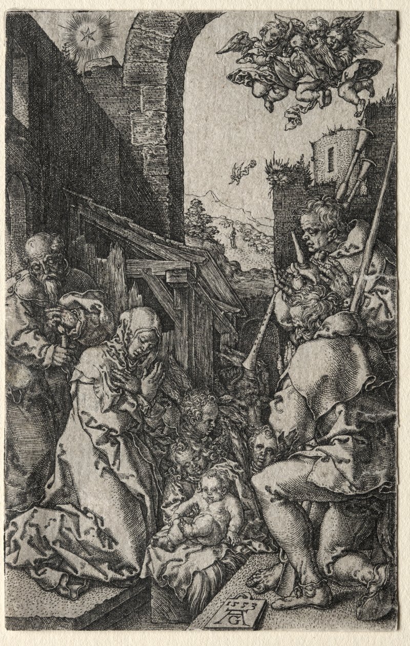 Hyrdernes tilbedelse, 1553. af Heinrich Aldegrever
