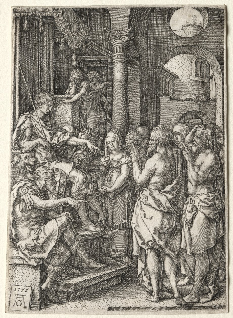 Historien om Susanna: Susanna anklaget for utroskab, 1555. af Heinrich Aldegrever