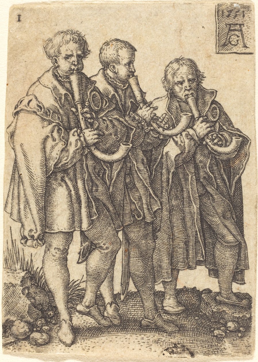 Tre musikere, 1551. af Heinrich Aldegrever