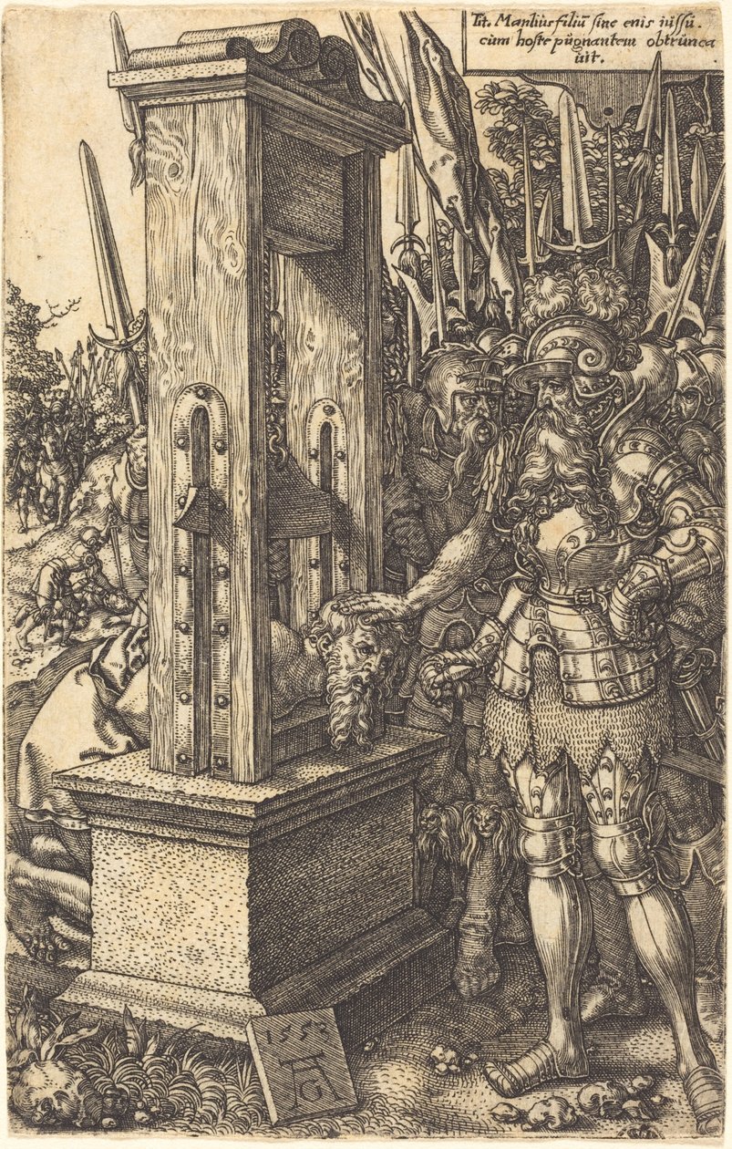 Titus Manlius halshugger sin søn af Heinrich Aldegrever