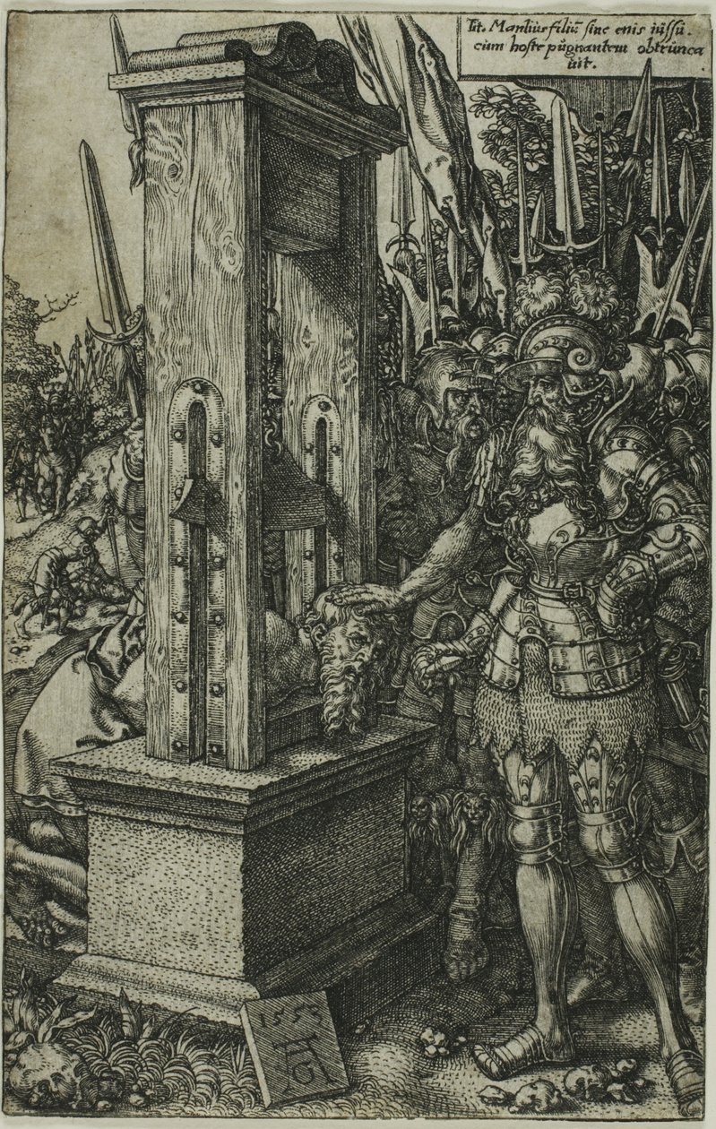 Titus Manlius halshugger sin søn af Heinrich Aldegrever