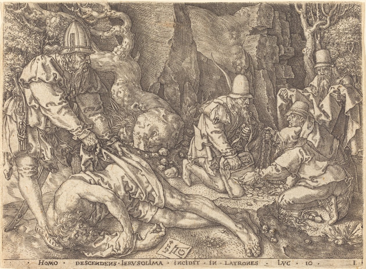 Rejsende blandt tyve, 1554. af Heinrich Aldegrever