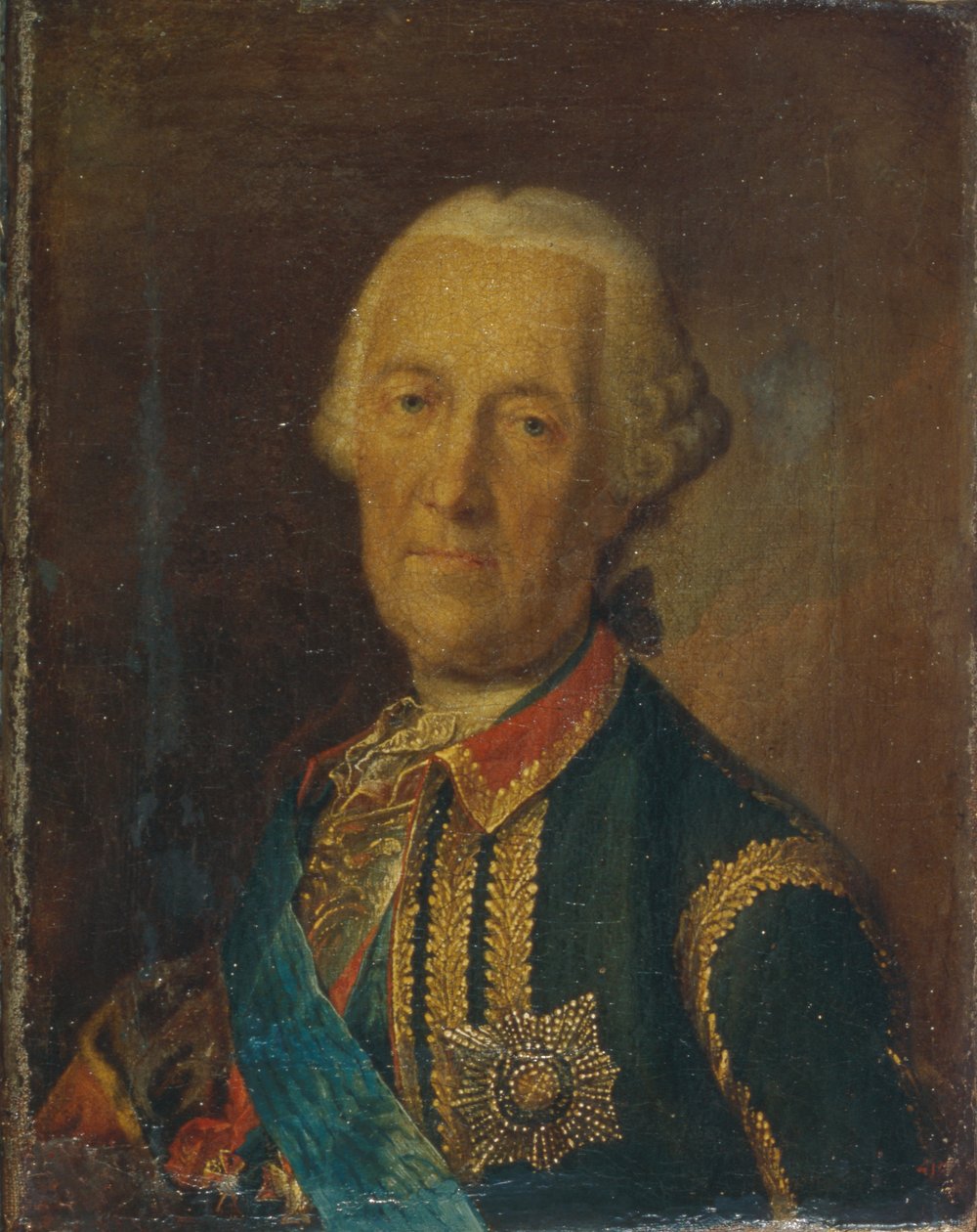 Portræt af feltmarskalen og politikeren grev Burkhard Christoph von Munnich 1683-1767, 1764 af Heinrich Buchholz