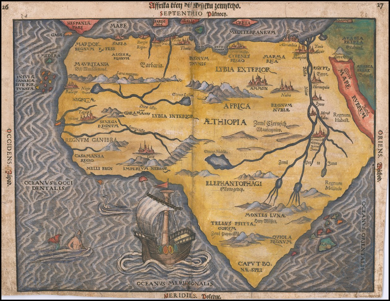 1592-kort over Afrika på tjekkisk af Heinrich Bünting af Heinrich Bünting
