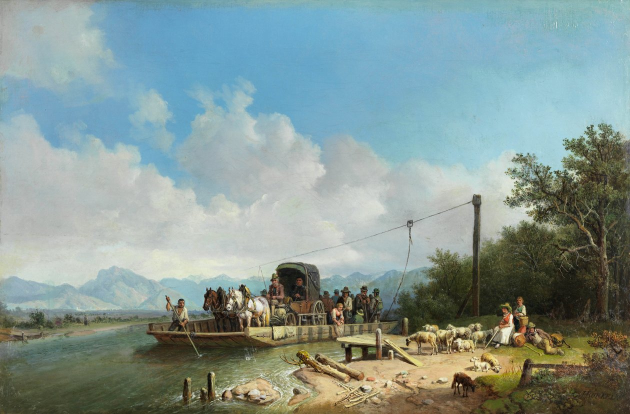 Heinrich Bürkel Færge på kroen ca. 1867 af Heinrich Burkel