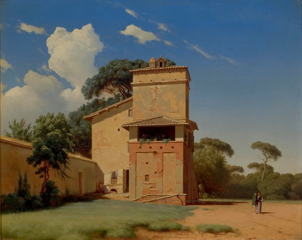 Dansk: Casa del Portinaio i Villa Borgheses have. Casa del Portinaio i Villa Borgheses have. af Heinrich Buntzen
