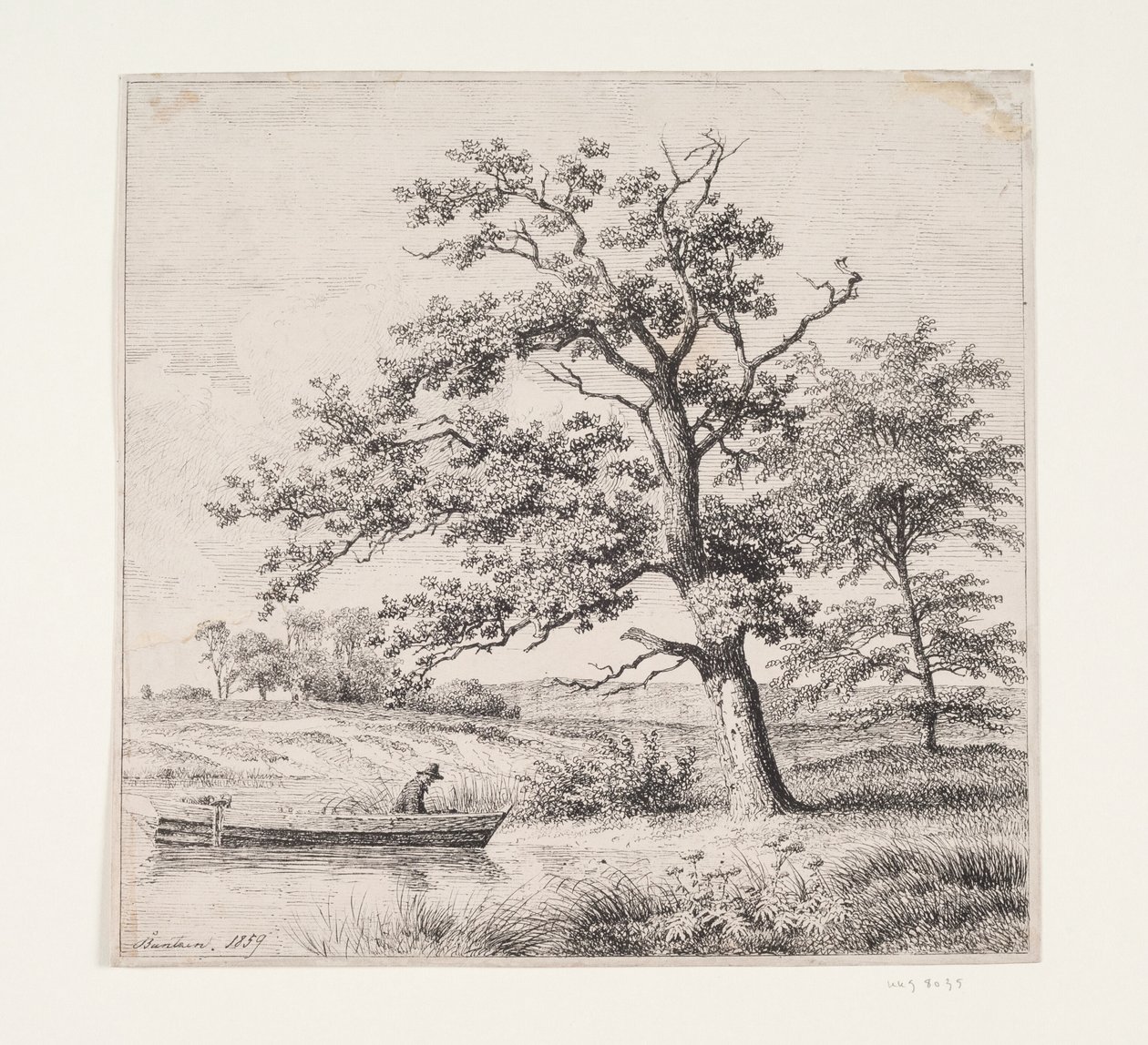 Egetræer ved en sø af Heinrich Buntzen