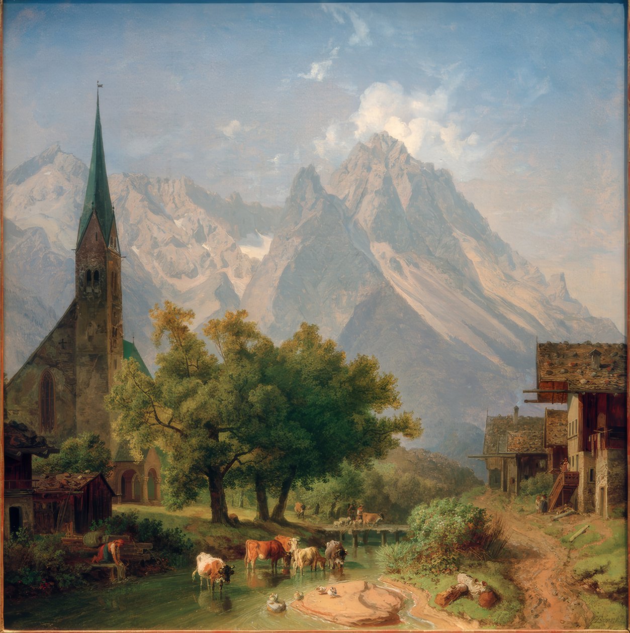 Den gamle sognekirke i Garmisch af Heinrich Burkel