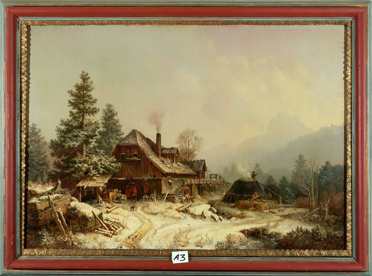 Den gamle mølle om vinteren af Heinrich Burkel
